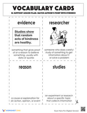Vocabulary Cards: Match Author's Point