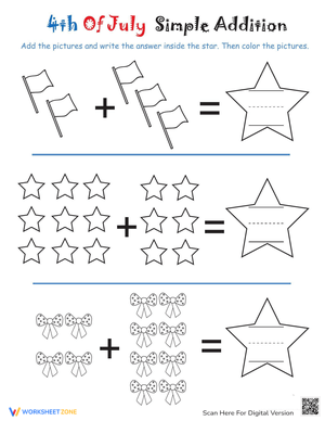 Addition Coloring Page: 4th of July