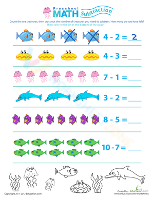 Preschool Math: Sea Creatures Worksheet