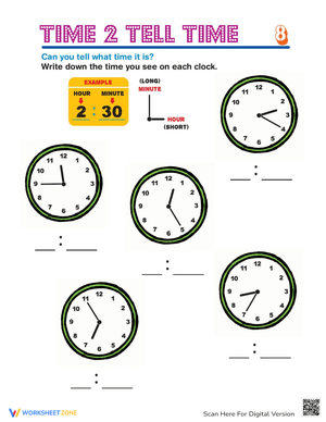 Practice Telling Time to the Minute