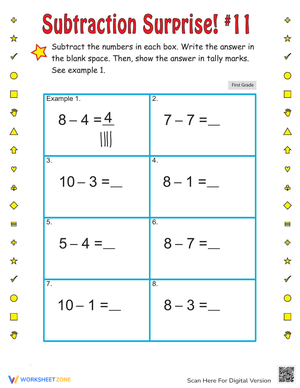 Subtraction Surprise Worksheet for Math Skills