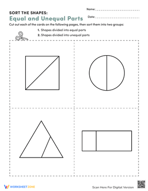 Equal and Unequal Parts Examples Worksheet