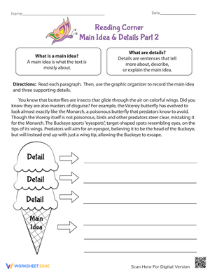Main Idea and Details: Reading Corner