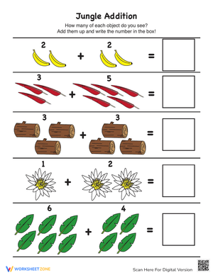 Jungle Picture Addition: Math Fun