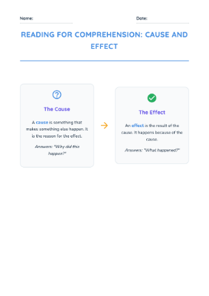 Cause and Effect Reading Comprehension