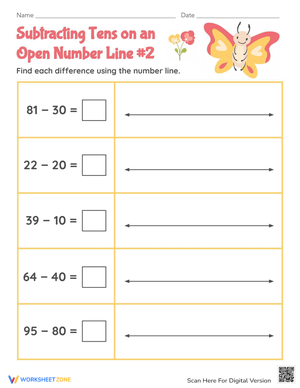 Subtracting Tens on Open Number Line
