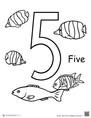 Count and Color Number 5 Worksheet