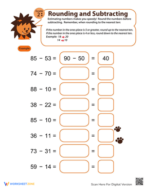 Speedy Rounding Subtraction Worksheet