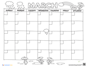 Create a Calendar: March Activity Worksheet
