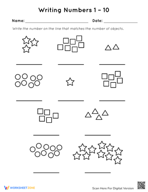 Number Writing Assessment Worksheet