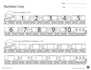 Preschool Number Line Activity Worksheet