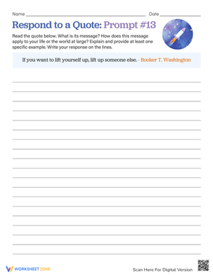 Responding to Quote Prompts Worksheet