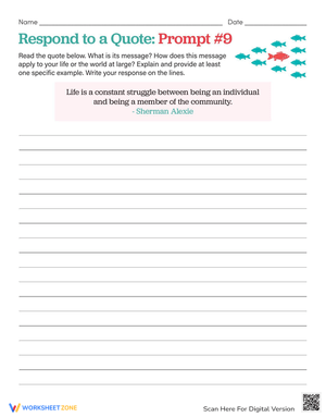 Engaging Quote Prompts Worksheet