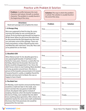 Problem and Solution Practice Worksheet