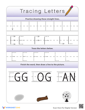 Tracing Letters E, F, L for Kids 