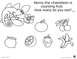 Fruit Count and Color Worksheet