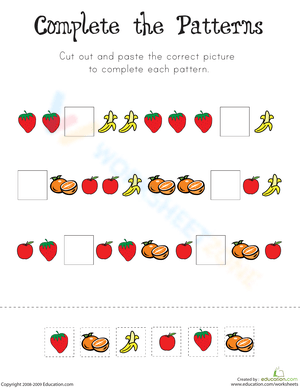 Identify Picture Patterns Worksheet