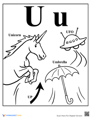 Coloring Alphabet U Worksheet