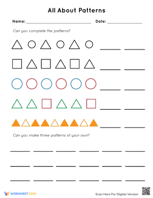 All About Patterns Worksheet