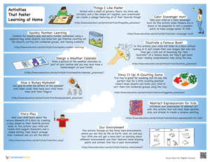 Foster Learning at Home Worksheet