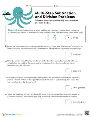 Ocean Animals Word Problems
