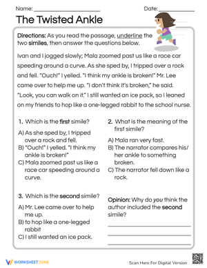 Reading Comprehension: The Twisted Ankle