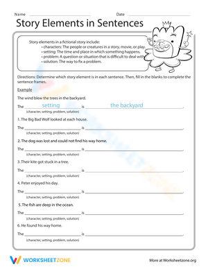 Identify Story Elements Worksheet