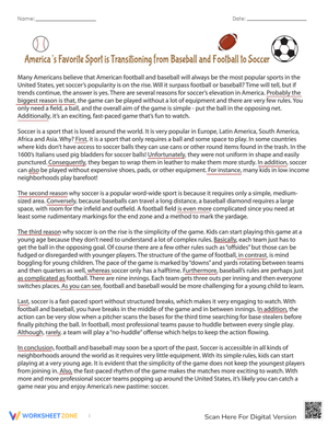 Sports Transition Worksheet