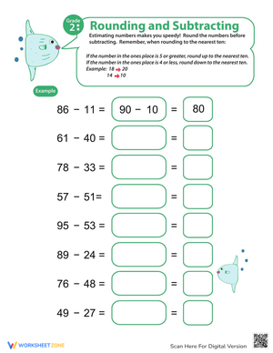 Speedy Rounding and Subtracting Practice