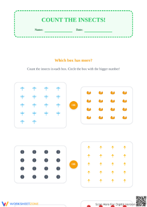 Counting Insects Worksheet | Printable Grade K Math