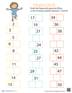Hop Missing Numbers Worksheet