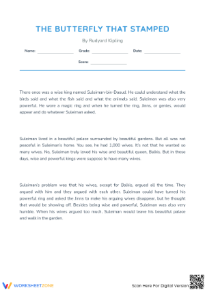 Grade 3 The Butterfly That Stamped | Essential ELA Worksheet