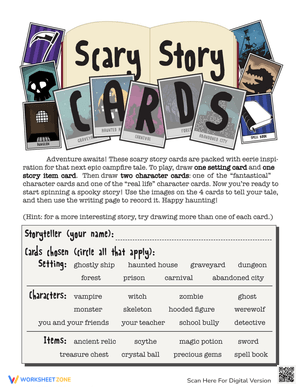 Scary Story Cards Worksheet