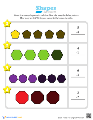 Subtraction Action Worksheet for Skill Improvement