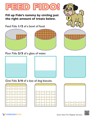 Food Fraction Pictures Worksheet for Visual Learning