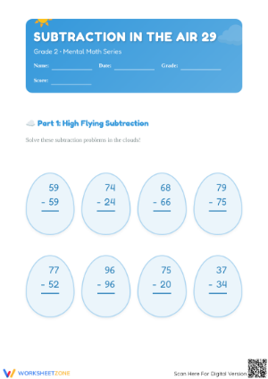 Printable Subtraction Within 100 Worksheet | Grade 2