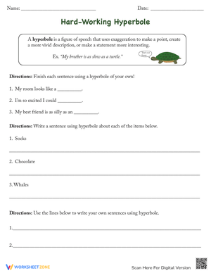 Hard Working Hyperbole Worksheet
