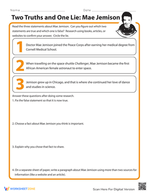 Two Truths and One Lie - Mae Jemison