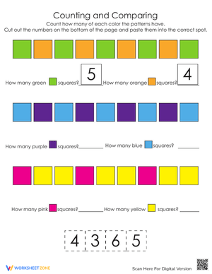 Squares and Numbers Counting Worksheet