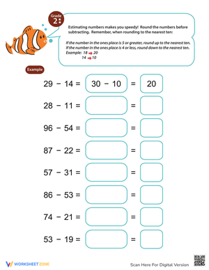 Speedy Rounding and Subtracting Worksheet