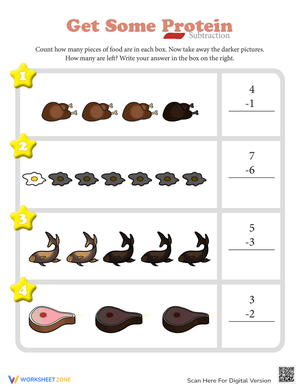 Subtraction Action Learning Worksheet