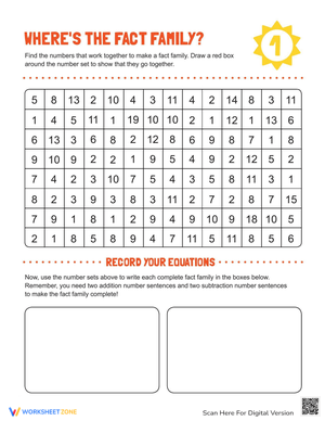 Find the Fact Family Worksheet