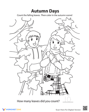 Autumn Days Coloring Worksheet