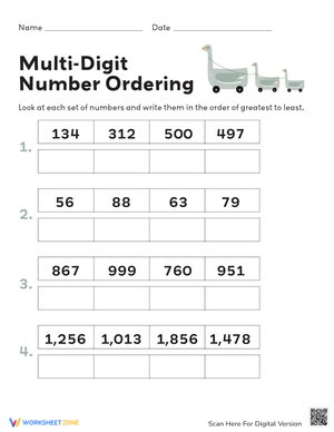Base 10 Ordering Numbers