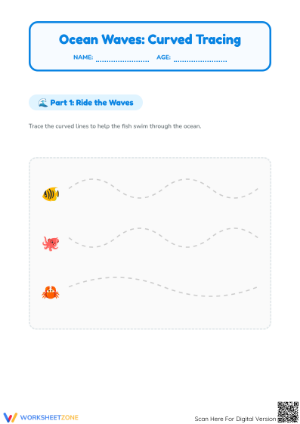 Printable Fish Frenzy Tracing Worksheet | Preschool ELA