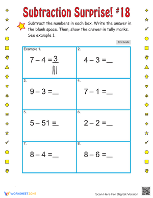 Subtraction Surprise Fun Worksheet