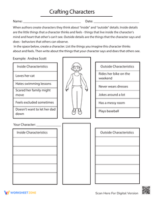 Worksheet about Crafting Characters