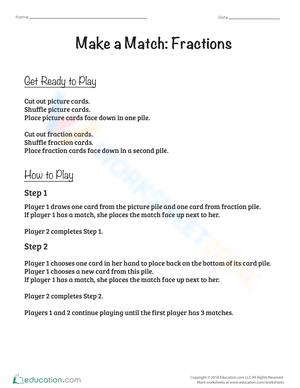 Make a Match: Fractions Worksheet