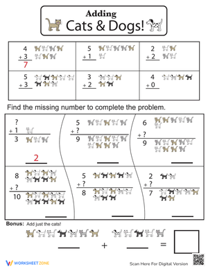 Fun Animal Addition Worksheet