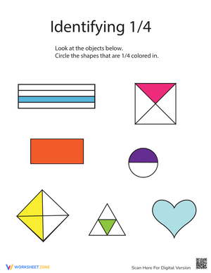 Identify Fractions: One-Fourth